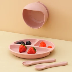 Color Kids Silicone Sucker Bowl Feeding Tableware For Infant Training Learning To Eat Dishes and Food Dishes Plate Baby Stuff