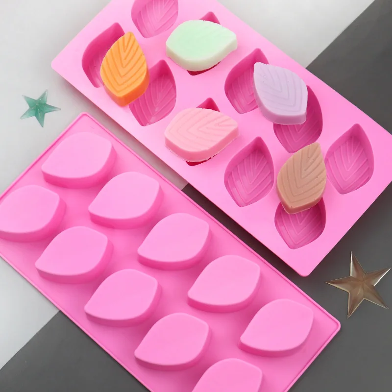 10 Textured Leaves Silicone Chocolate Mold, Handmade Soap Mould LD745