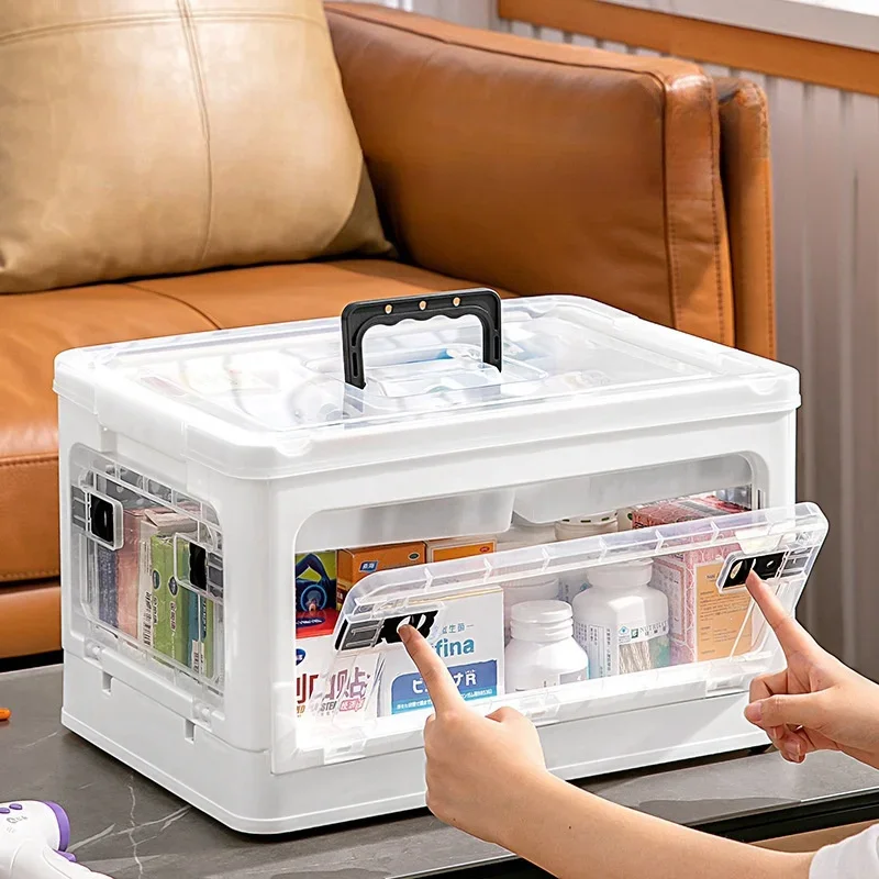 Portable Medicine Box Home First Aid Medical Kit Large Capacity Family Emergency Medicine Box with Multi-layer Drug Storage Case