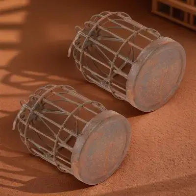 

2Pcs Miniature Iron Cage Decor Brown Creative Lightweight Micro Landscape Pendant Indoor Outdoor Gardening Pendant