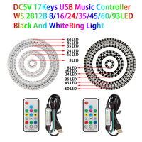 WS2812B Addressable Led Pixel Ring 8/16/24/35/45/60/93Leds WS2812 5050 RGB Led Diode Ring Color IC Built-in LED With 17-key USB