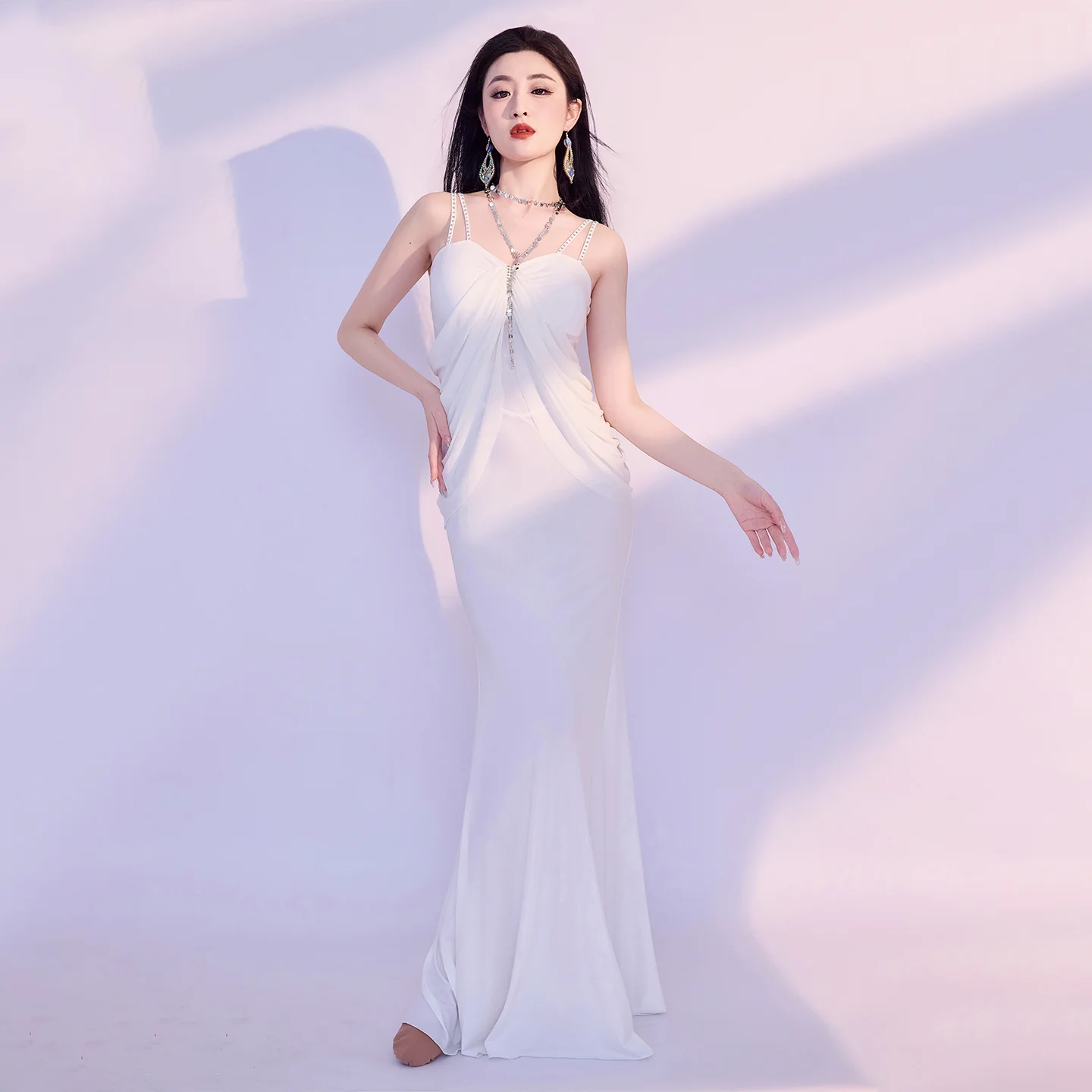 

Bellydance performance outfit for women elegant temperament fishtail dress Oriental dancing professional training clothing