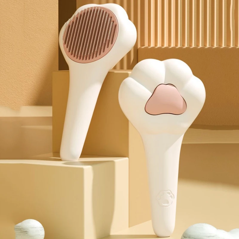 Cute Cat Claw Comb One Click Floating Hair Comb Pet Massage Comb Cat Hair Cleaning Cat Needle Comb Pet Comb Dog Comb Pet Supplie