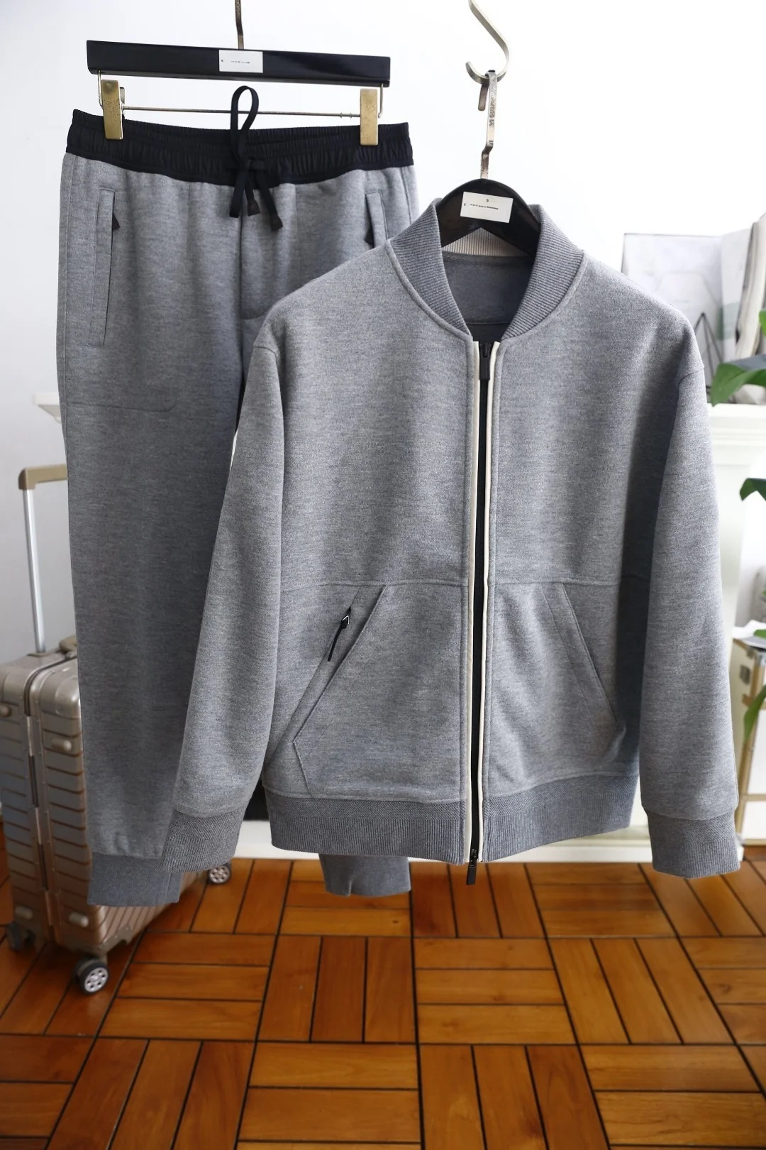 Italian Sle Busin Casual Simple Baseball Collar Jaet Dstring Elastic Waist Loose Fit Men's Autumn Winter Coat