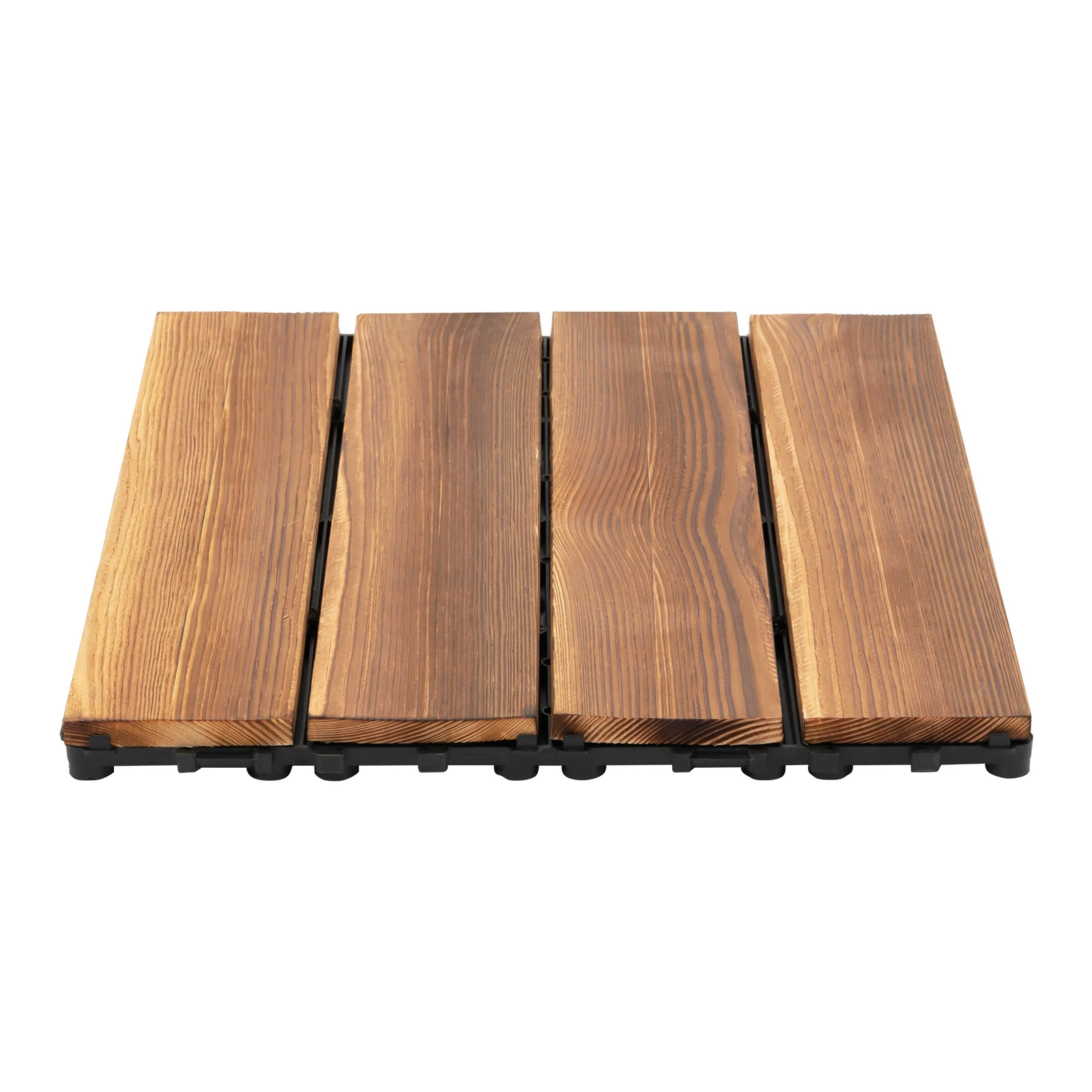 Wood Flooring 36Pcs 30×30cm Hardwood Interlocking Deck Tiles Flooring Brown Waterproof Tiles Outdoor Patio Balcony