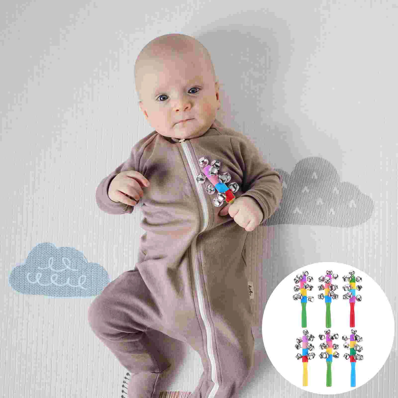 Hochet en bois léger pour enfant, jouets confortables pour bébé, poignée en bois, manuel, coule, 3 pièces