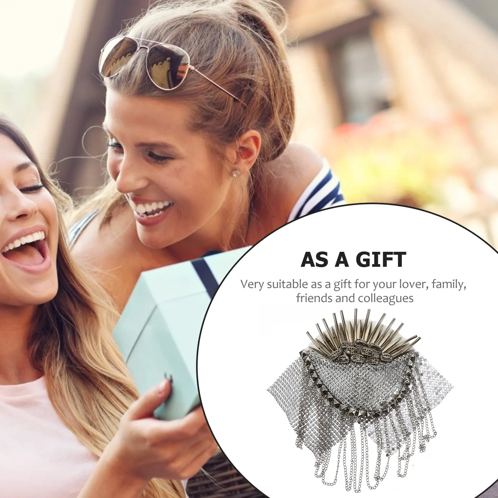 1Pcs Fashionable Tassel Brooch Shoulder Epaulet Vintage Alloy Badge for Clothing Bags Stage Suits Jackets Accessories Silver