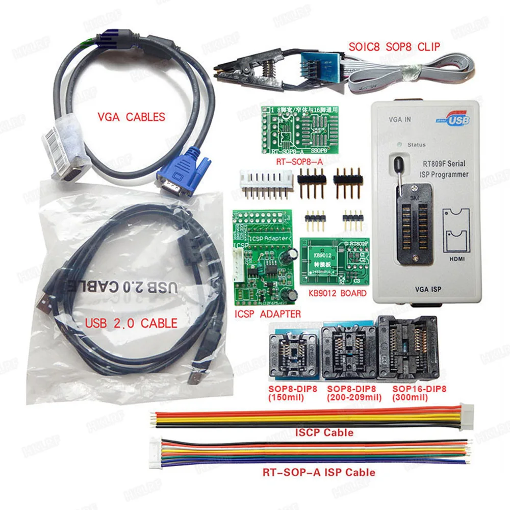 RT809F Programmer 8 Adapters SOP8 IC Chip universal Motherboard LCD Reader