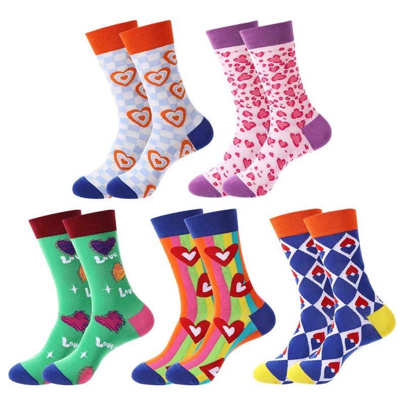 Fashion Unisex Socks High Quality New Warm Novelties Funny Socks Women's Breathable Cotton Happy Socks Couple Man Heart Design