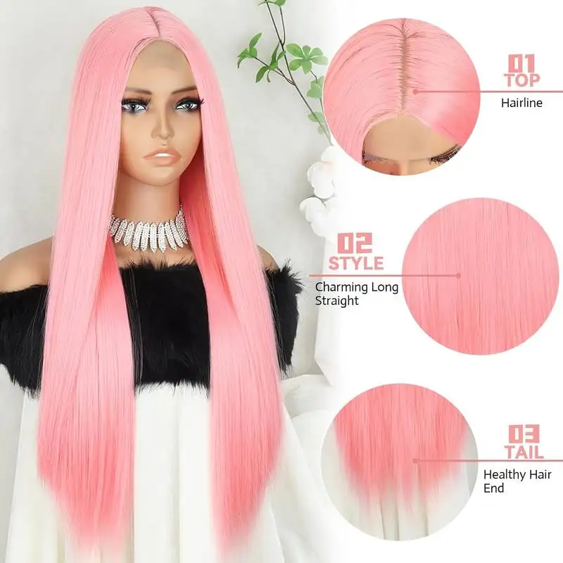 العظام مستقيم 13x6 HD وردي فاتح الدانتيل الجبهة الباروكات 36 بوصة 100% خصلات الشعر المستعار الإنسان للنساء البرازيلي الوردي اللون الدانتيل الباروكات الأمامية