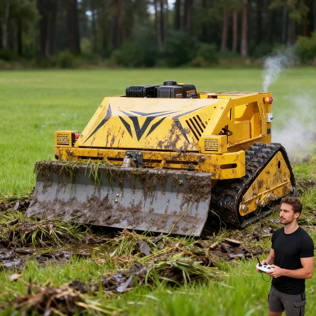 

Customized Remote Control All-Terrain Crawler Flail Lawn Mower Robot 550mm Cutting Width for Household Use