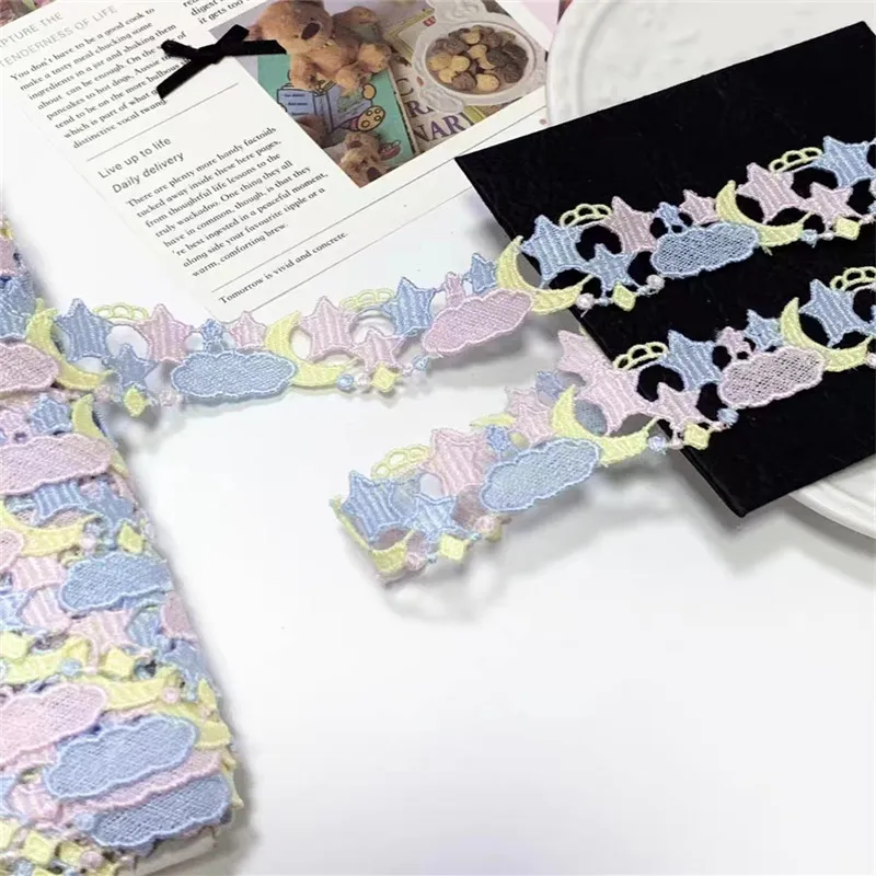 5Yards 2.8cm Width Fluorescent Pink Blue Cloud Flower Venise Diy Venice Lace Clothing Accessories Of Various Garment,Bra.Skirt