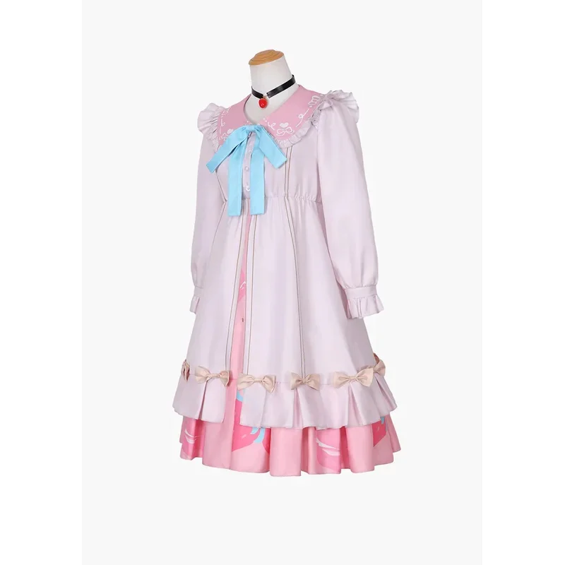 2025 11 لعبة مشروع Sekai Momoi Airi تأثيري حلي شعر مستعار الفتيات فستان وردي مع القوس هالوين كرنفال ليلة النساء الرجال دور جزء