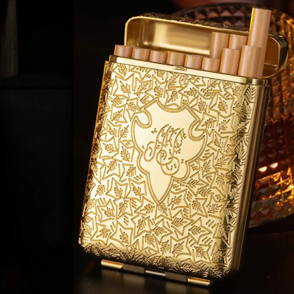 Retro Carving Cigarette Case 16pcs Capacity Storage Container for 84mm Cigarette Pocket Cigarette Box Holder Smoking Accessories