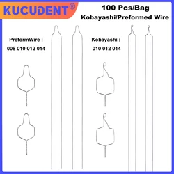 100Pcs/Pack Dental Orthodontic Preformed Ligature Wire Kobayashi Wire Metal Ligature Ties for Braces Long Short 0.08 0.10 012