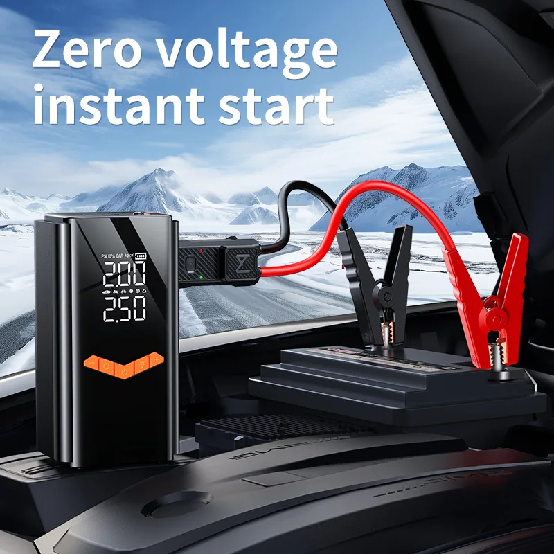 10000 mAh Portable Car Battery Starter&Air Pump 12V Booster Emergency Jump Starter LED Light Powerbank Compressor Auto Splitter