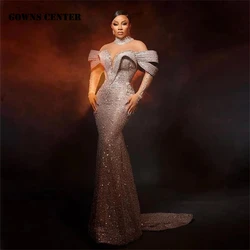 Luxury Crystals Off The Shoulder African Mermaid Evening Gowns 2024 Aso Ebi Prom Dresses Wedding Party Dress Event Customized