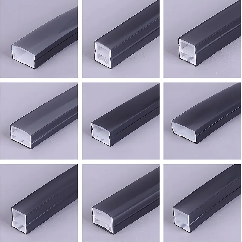 Embedded Black Silicone Neon Tube Strip Light Flexible Silica Gel Channel Diffuser Waterproof Outdoor Linear Lamp WS2811 WS2812B