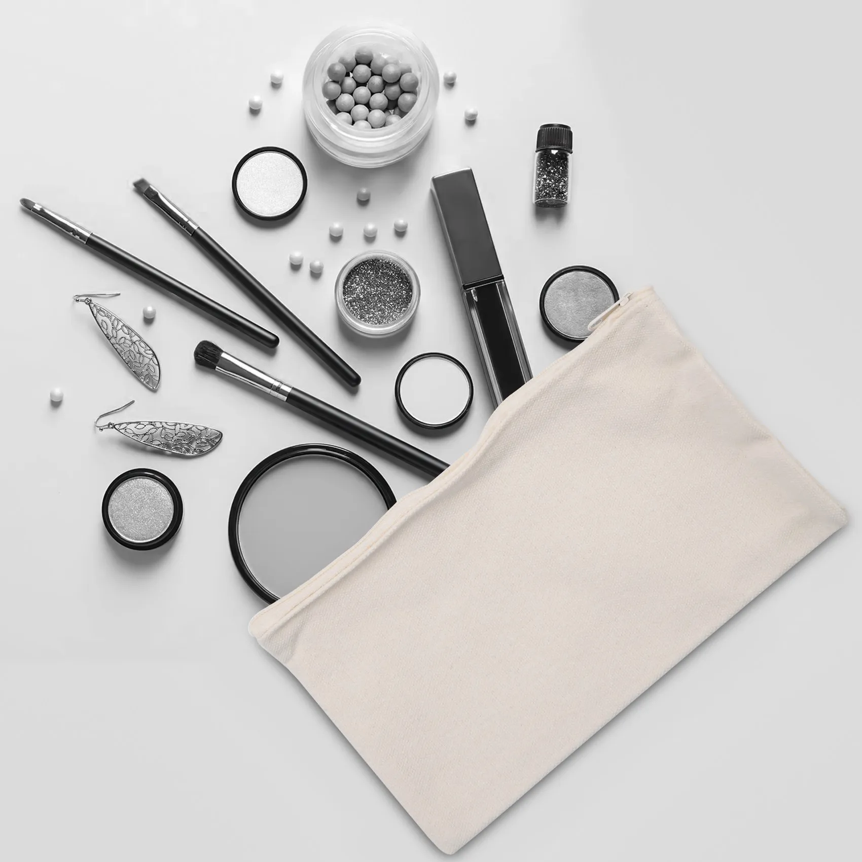 

40 Pcs Canvas Pencil Pouch Zipper Makeup Bags Blank Craft DIY Bags Multipurpose Toiletry Stationary Storage Bags(Beige)