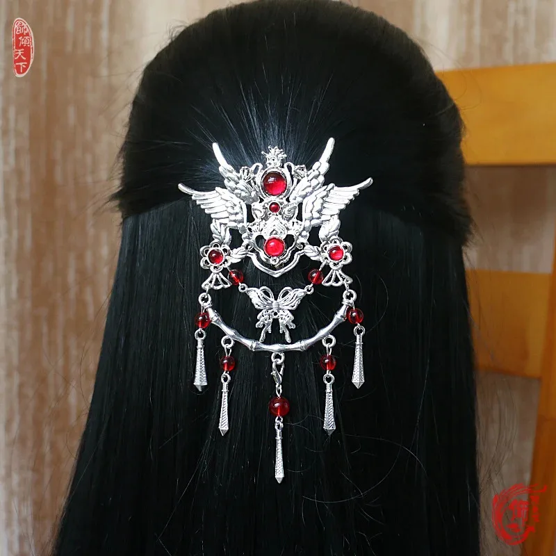 Tocado de bendición oficial del cielo, pinza para el pelo de Anime, horquilla artesanal, tocado de Cosplay, accesorios para colegas, regalo de mariposa Hua Cheng