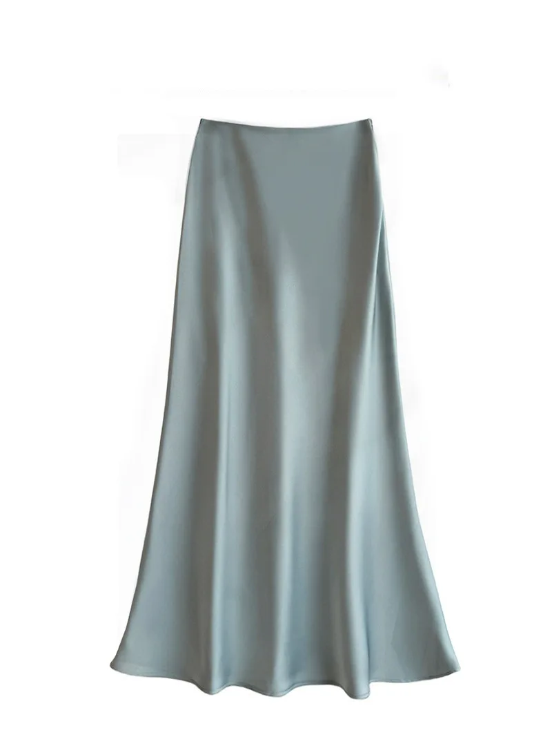 

High-waisted, figure-flattering mid-length satin acetate silky midi skirt, 2024 spring and summer new style, bodycon mermaid A-l