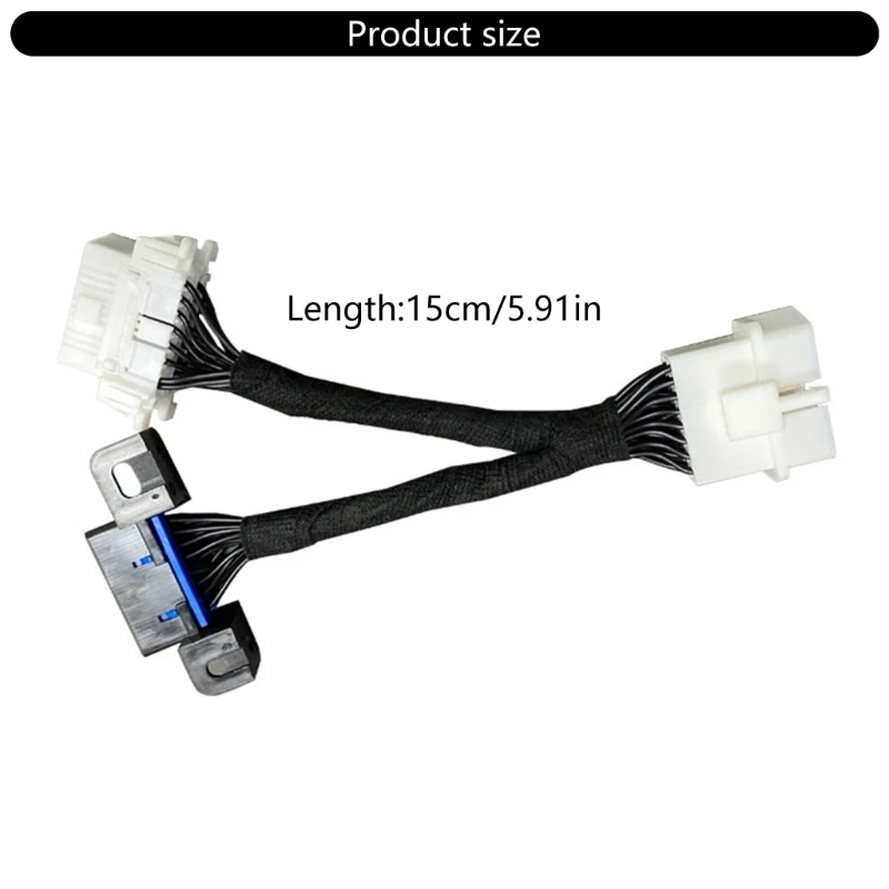 16Pin OBD2 Connector Cable Male to Double Female Y Cable OBDII Splitter Extensio