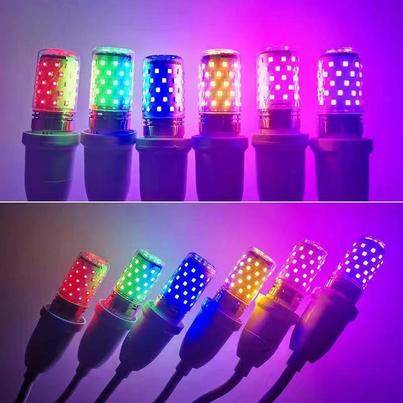 E27 LED Colorful Corn Bulb 12W RGB Pink Red Blue Green Purple Golden 7 Colors AC 220V Decorative Lamp for Chandelier Home Party
