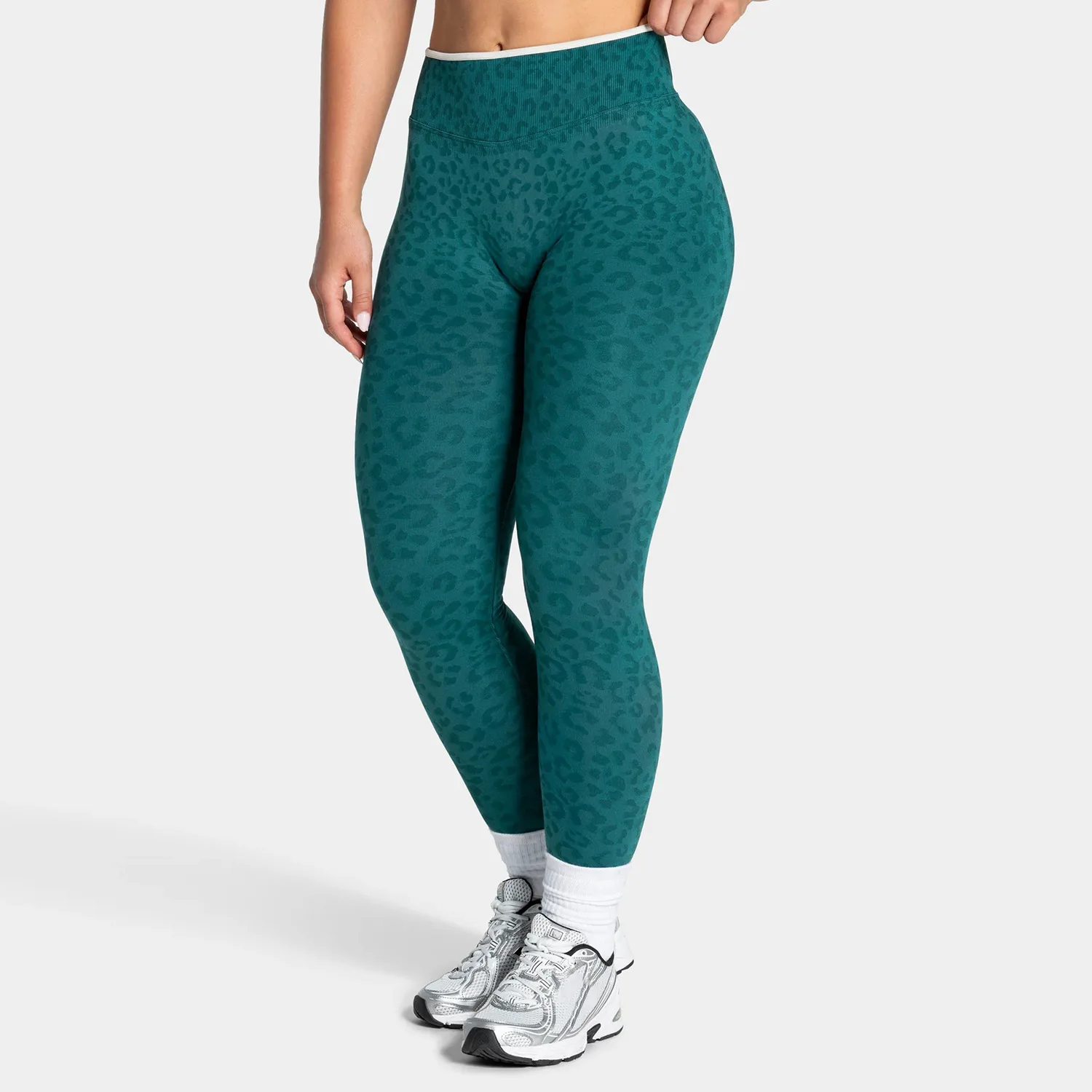 Women's Yoga Fitness Running Workout Gym Push Up High Waist Tights Leggings Seamless Contrast Trim Stretchy Ribbed Breathable