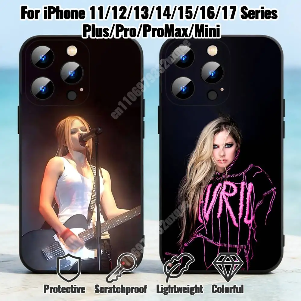 

A-Avril Lavigne-S Y2K Pop Punk Phone Case for iPhone 17 16 Pro Plus Air 15 14 Max Mini 12 11 Soft Shockproof Cover