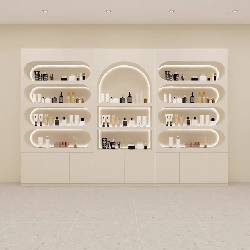 French Minimalist Beauty Salon Display Cabinet Nordic Designer Cosmetic and Skin Care Products Display Cabinets Furniture FYMC