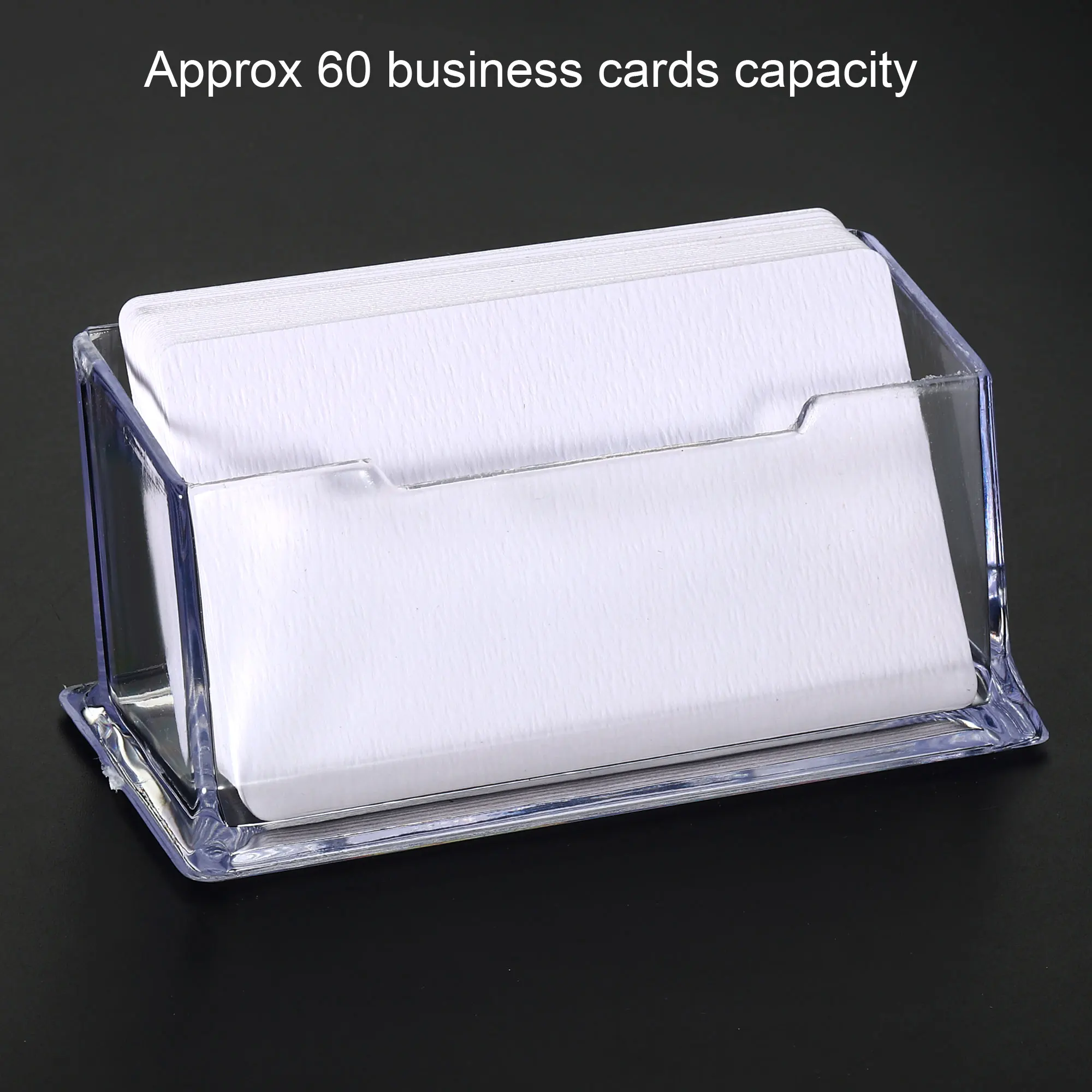 Imagem -03 - Titular de Cartão de Visita de Plástico Desktop Name Cards Display Stand Card Case Box para Office Desk Fits 60 Cards Slot