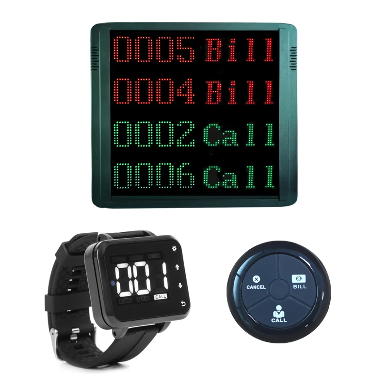 KOQI Restaurant Waiter Call Bell System Vibration Pager Button With Number Screen