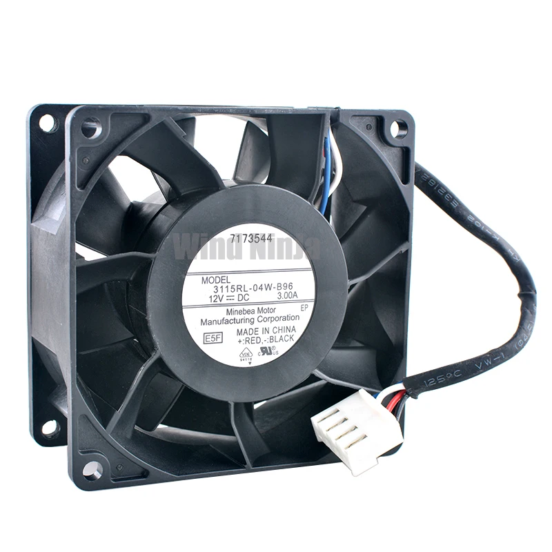 (2Pcs)  80mm Dual Ball Bearing Cooling Fan 3115RL-04W-B96 80x80x38mm DC12V 3.00A for Server Chassis Power Supply