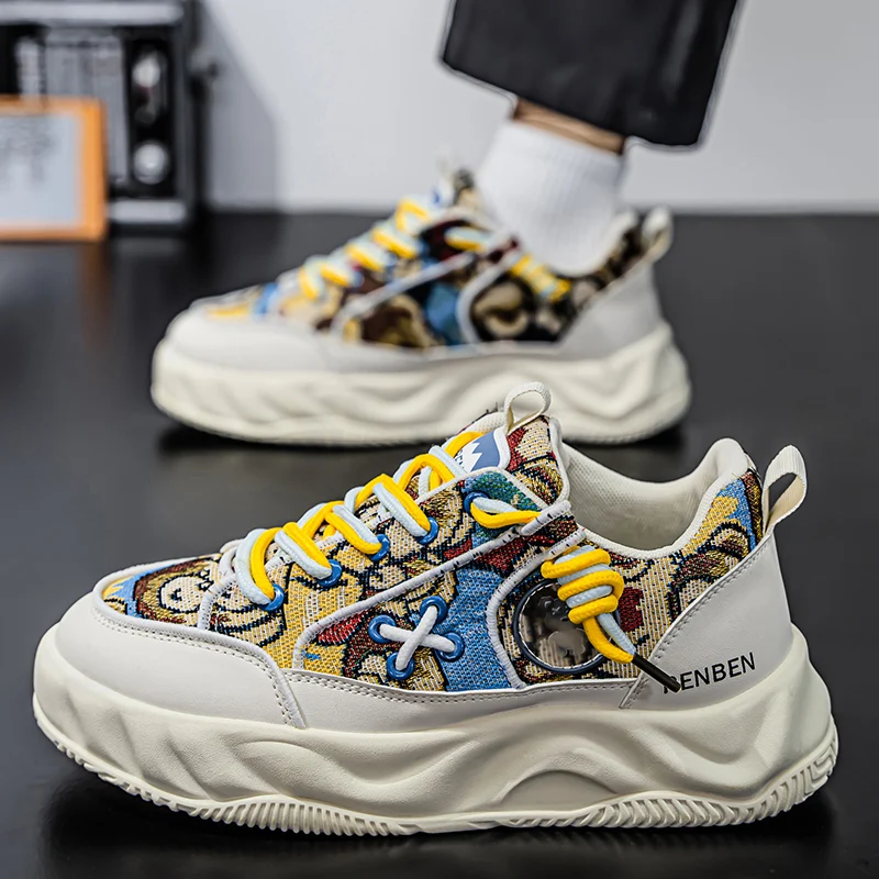 

Fashionable Comfortable Designer Man Shoes Autumn Men's Casual Shoes Breathable Anti Slip Chunky Sneakers for Male Vintage Style