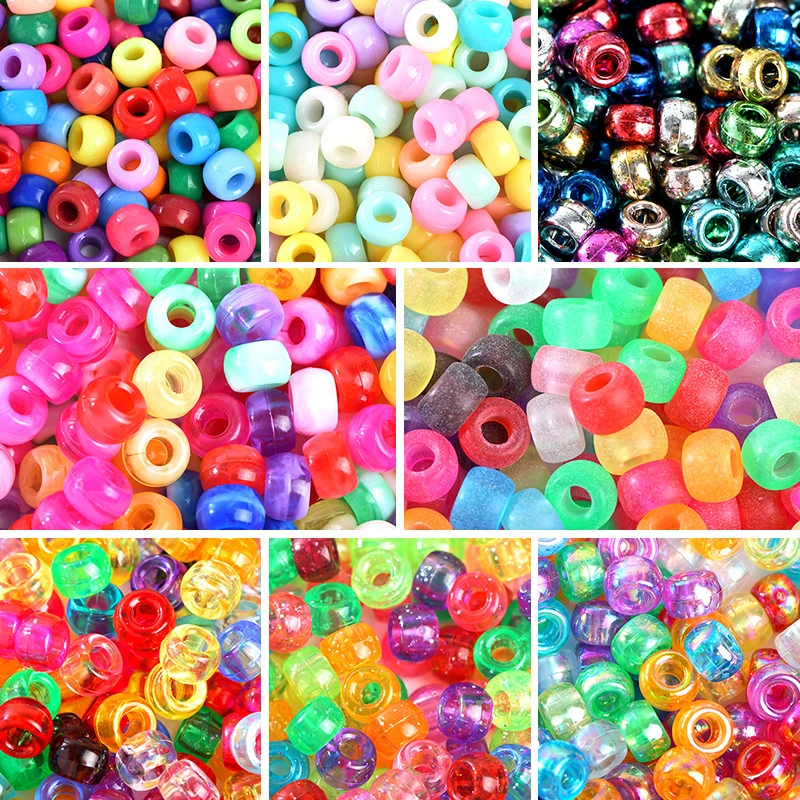 100Pcs Mix Colour Pony Beads Large Hole Barrel Beads Straight Hole Beads For DIY Handmade Beads Jewelry