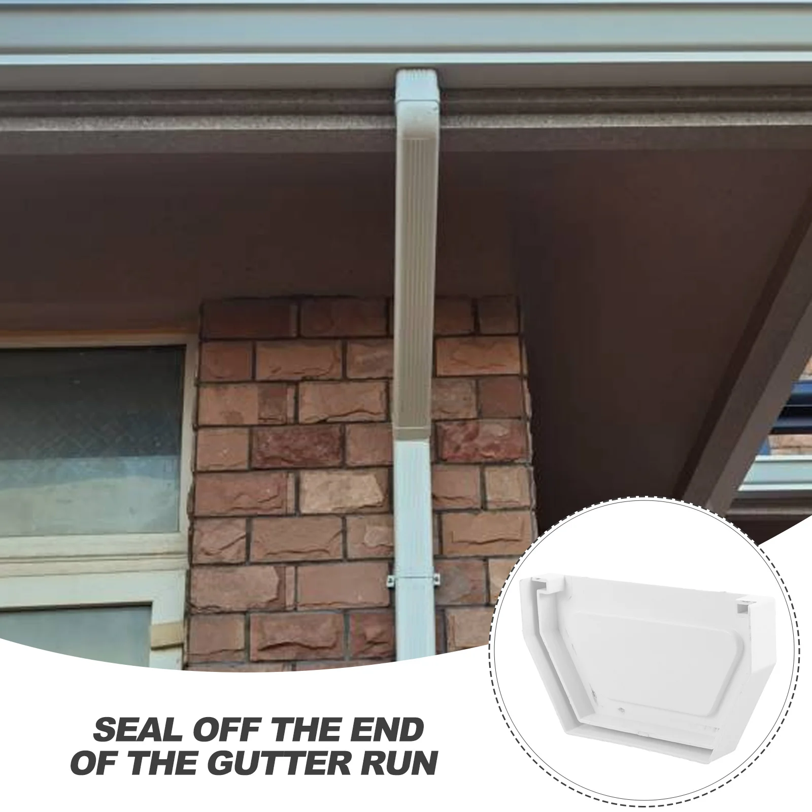 PVC Sink Gutter Bilateral External Plugging Seal Parts and Accessories Rain Indoor Plastic Downspout End White