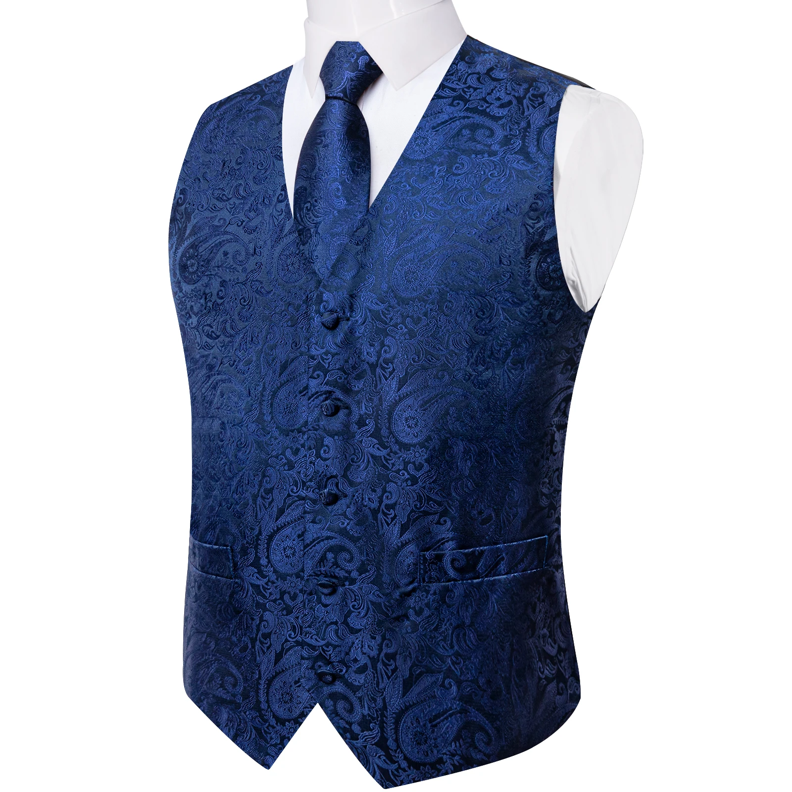 Luxus kleid weiß Paisley Hochzeits weste für Mann Anzug Mode Männer Business Smoking Weste Westen Anzug Krawatte Set Chaleco Hombre – Detail 37