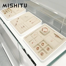 MISHITU Microfiber Jewelry Storage Box Ring Earring Necklace Watch Diamond Jewelry Organizer Case Storage Box Tray Display Stand