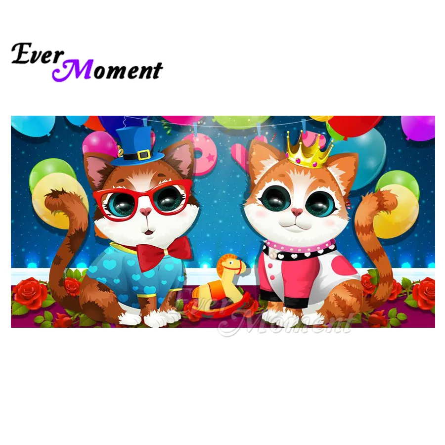 

Алмазная картина Ever Moment, кошки, сценическое изображение со стразами, 5D DIY, мозаика, полная квадратная дрель, алмазная вышивка ASF1899