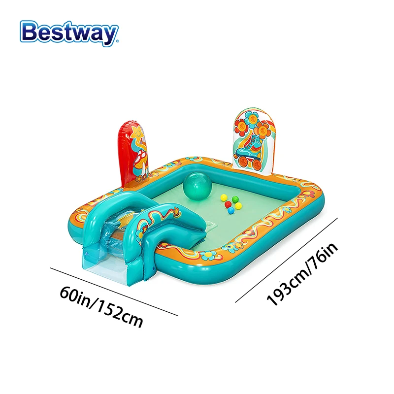 Bestway 53164 6'4" x 60" x 29" Spielcenter, aufblasbares Spielbecken, Spielcenter, aufblasbares Wasserspielcenter, Garten