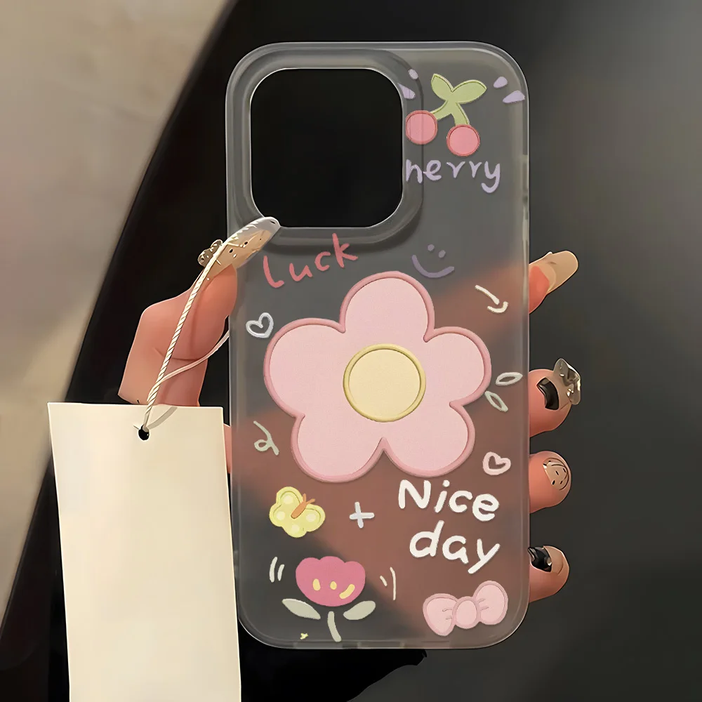 Oil Painting Flower Phone Case For iPhone 15 Pro Case iPhone 11 16 14 13 12 17 Pro Max Mini Shockproof Silicone Soft TPU Cover