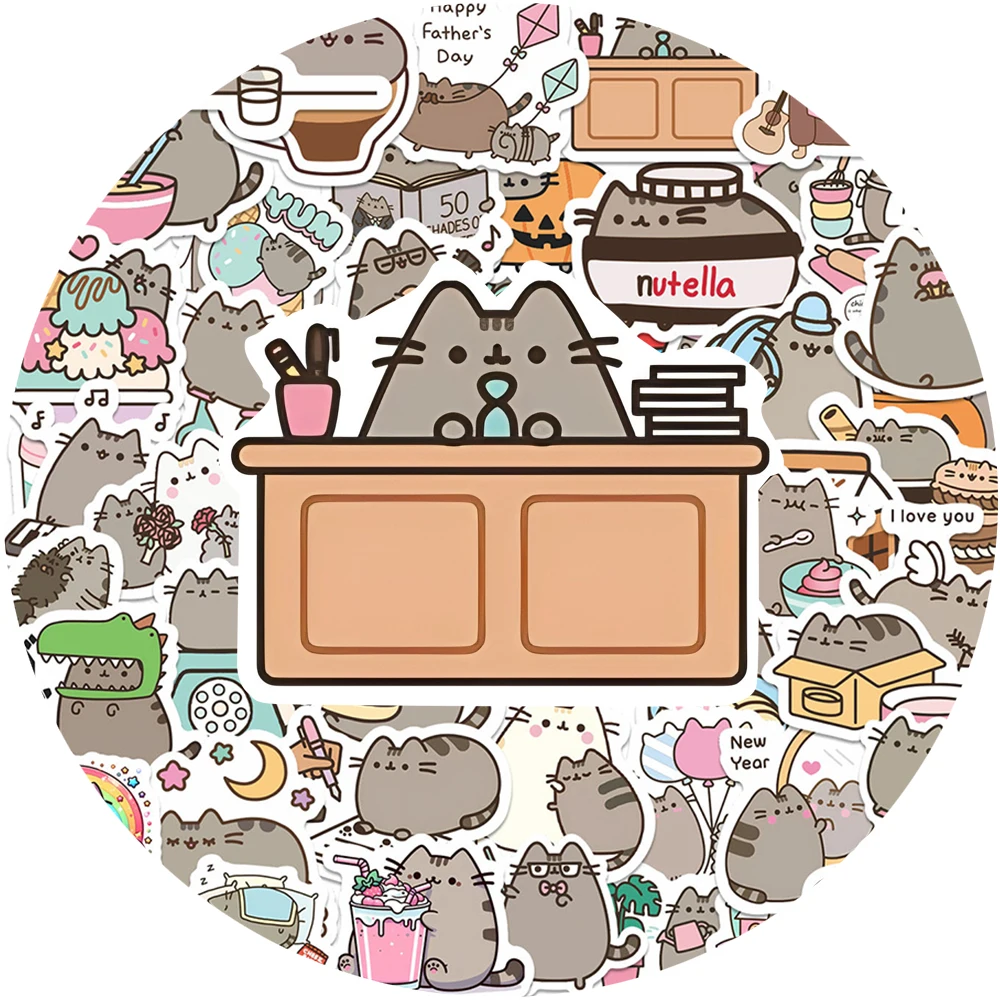 

10/30/60pcs Chunky Cat Graffiti Stickers Kawaii Girls Cartoon Decals DIY Phone Case Laptop Car Waterproof Cute Sticker Wholesale