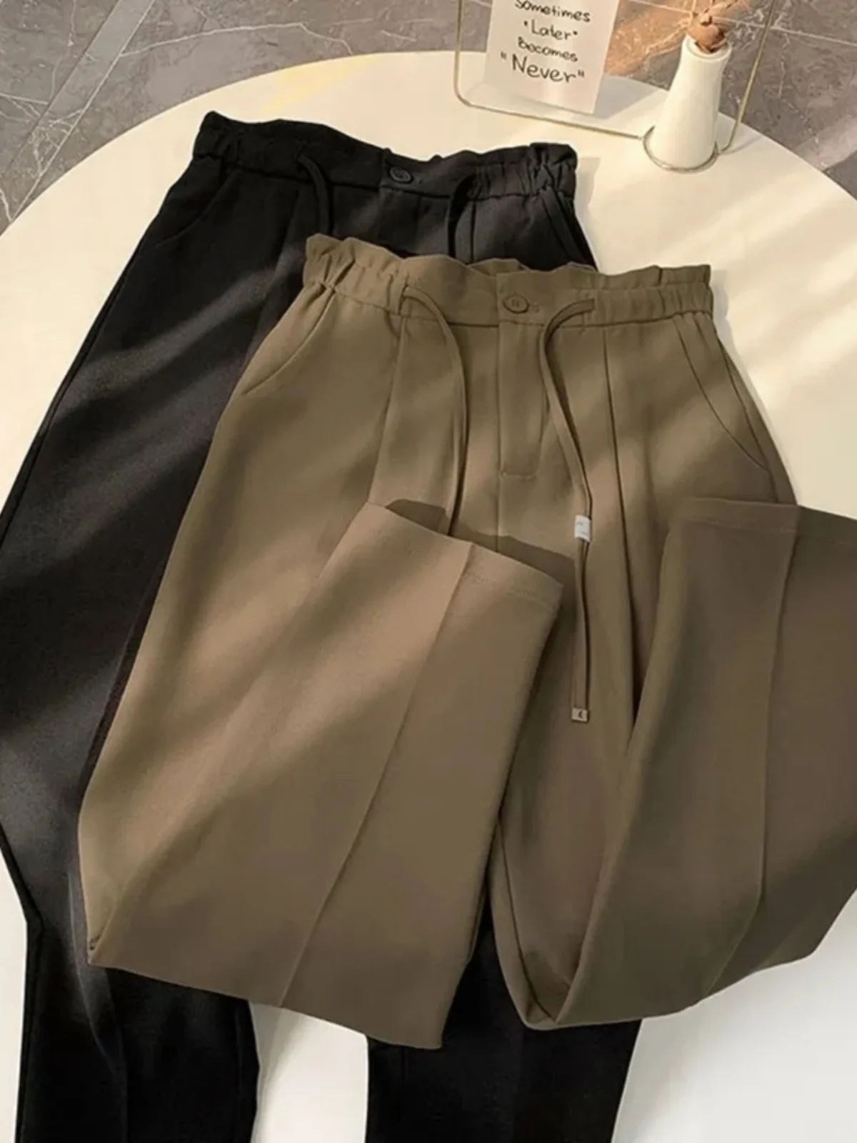 

plus Size Women's Casual Slimming Wide Leg Pants High Waist Elastic Waist Fashionable Suit Pants for Heavy Girls Summer