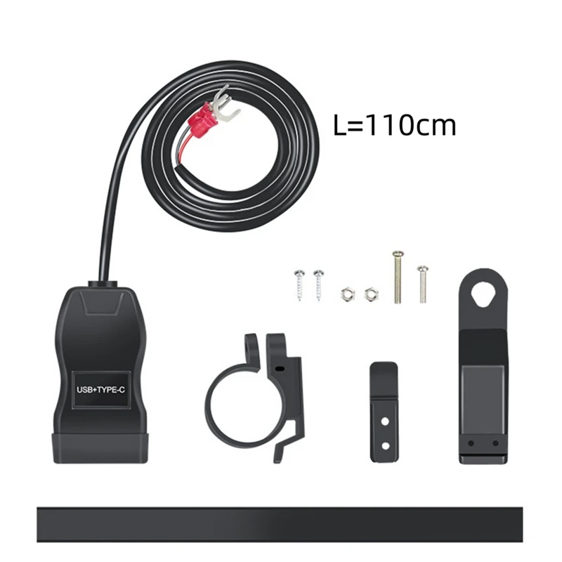Universal motocicleta usb + tipo-c carregador qc3.0 guiador de carregamento rápido à prova dwaterproof água soquete Adapter-T45C