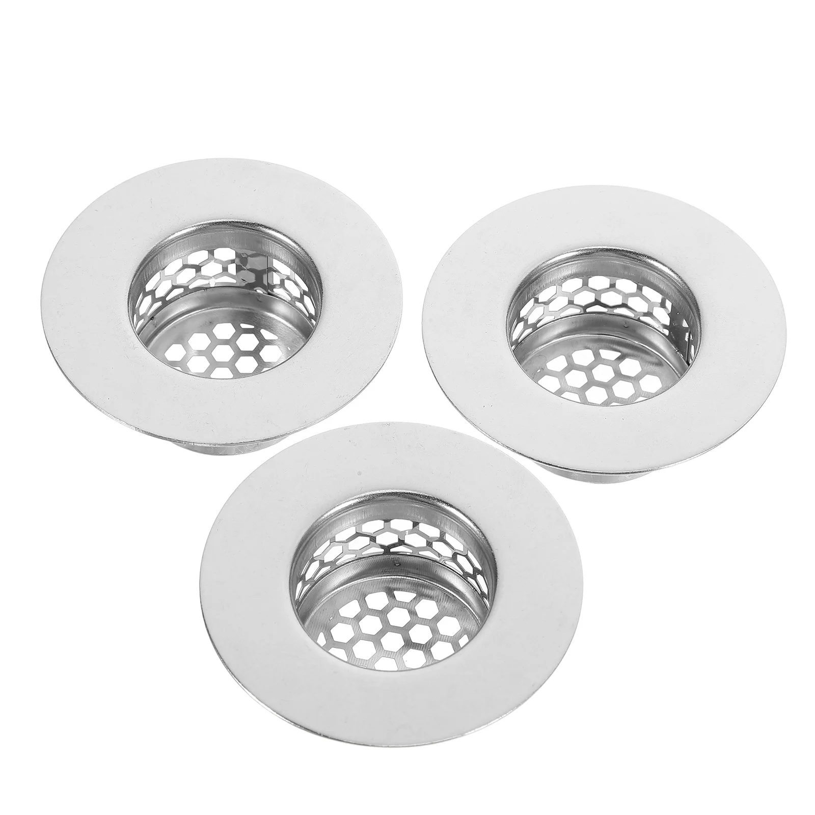 

3Pcs Bathroom Kitchen Stainless Steel Drain Cover Smooth Surface Hair Screen Anti-Clog Washbasin Filter Floor Drain Filter Sink