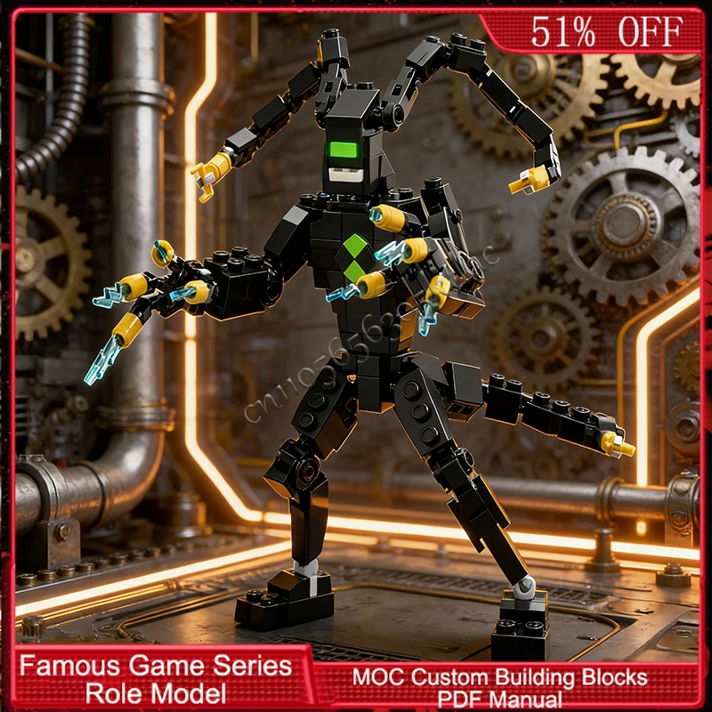 553 Piezas de la Serie de Personajes de Juego Populares Volt Link MOC, Bloques de Construcción Modulares Personalizables, Diseño Popular, Juguete de Ensamblaje DIY para Niños, Regalo