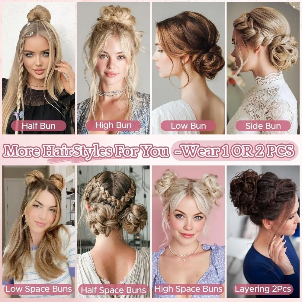 Fashion Fluffy Messy Bun Scrunchies Golden Brown Elastic Hair Bun Straight Hair Synthetic Rubber Band Updo Hairstyle