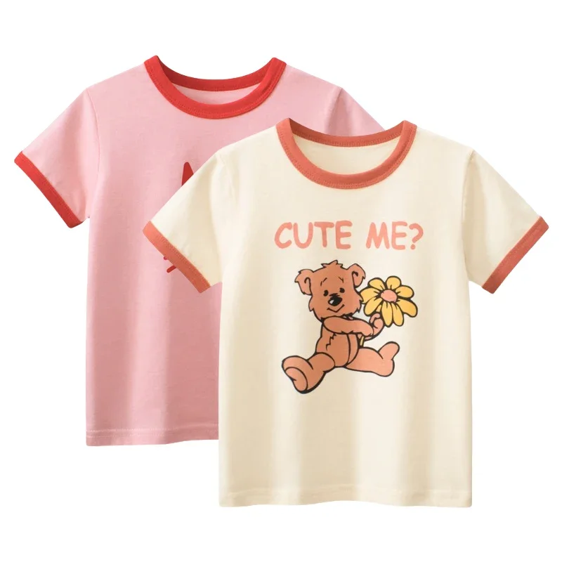 2025 Children's Clothing Summer New Kids Cartoon Printed Short-sleeved T-shirt Baby Girl Clothes Cotton Top