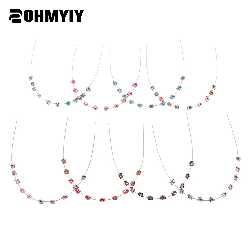 1 pair Temporary Tooth Decoration With Metal Wires Colorful Metal Bracket And Orthodontic Ligature Ties Dental Decorations