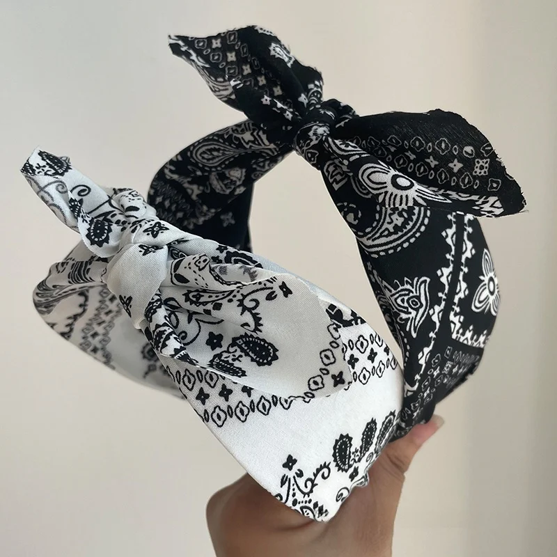 

Повязка для волос с узлом Ele, этнический тотемный принт, заколка для волос на лице, винтажная тканевая повязка для волос, корейская Sle Fre out